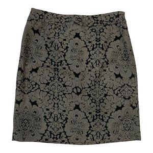 Evan Picone Velvet Brocade Fall Pencil Skirt - Black and Copper - Size12